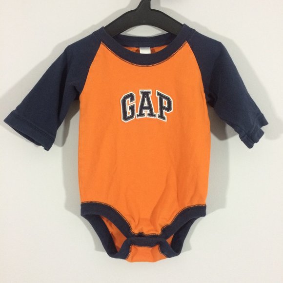 GAP Other - Gap Baby 12-18M Orange & Blue Embroidered Bodysuit